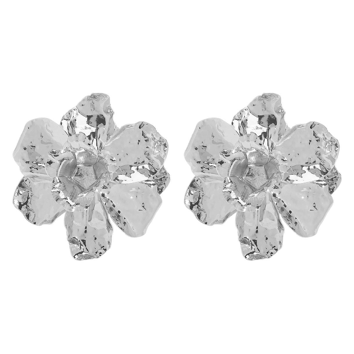 Wholesale three-dimensional flower pleated earrings