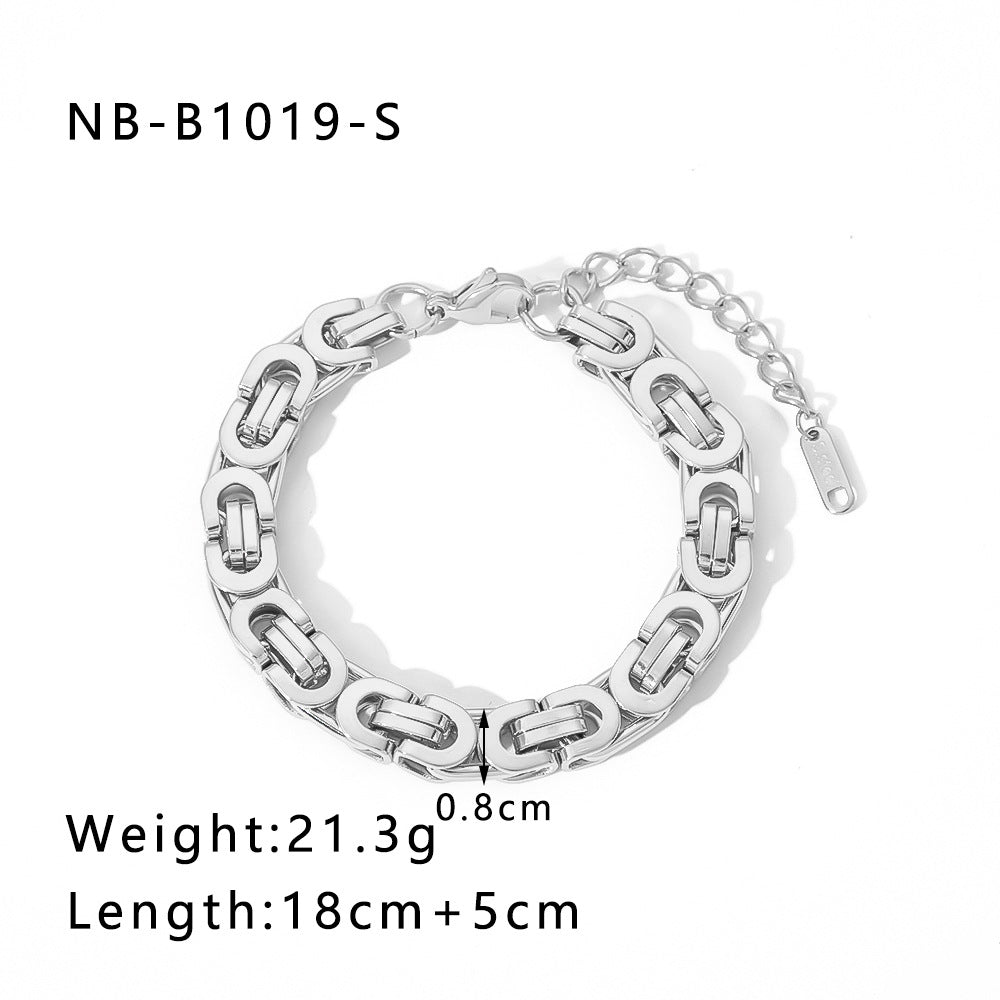 Wholesale Thick Chain Punk Style Stainless Steel 24K Gold Hand Braided Chain Bracelet ACC-BT-Xiny011