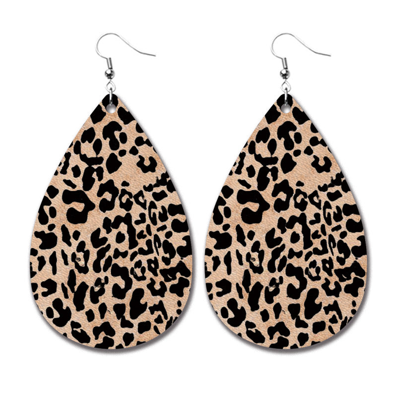 Wholesale 2 Pairs/pack Christmas Cow Elk Santa Claus Leopard Print Leather Earrings ACC-ES-HY110