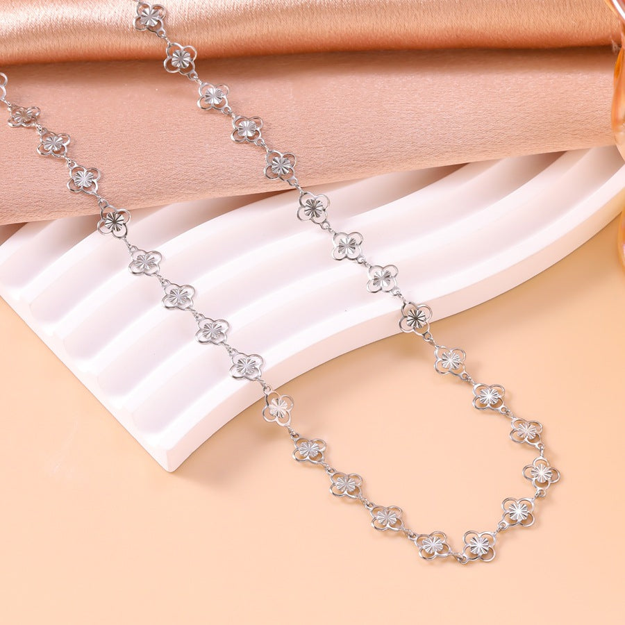 Wholesale Openwork floral four-leaf clover bracelet and necklace