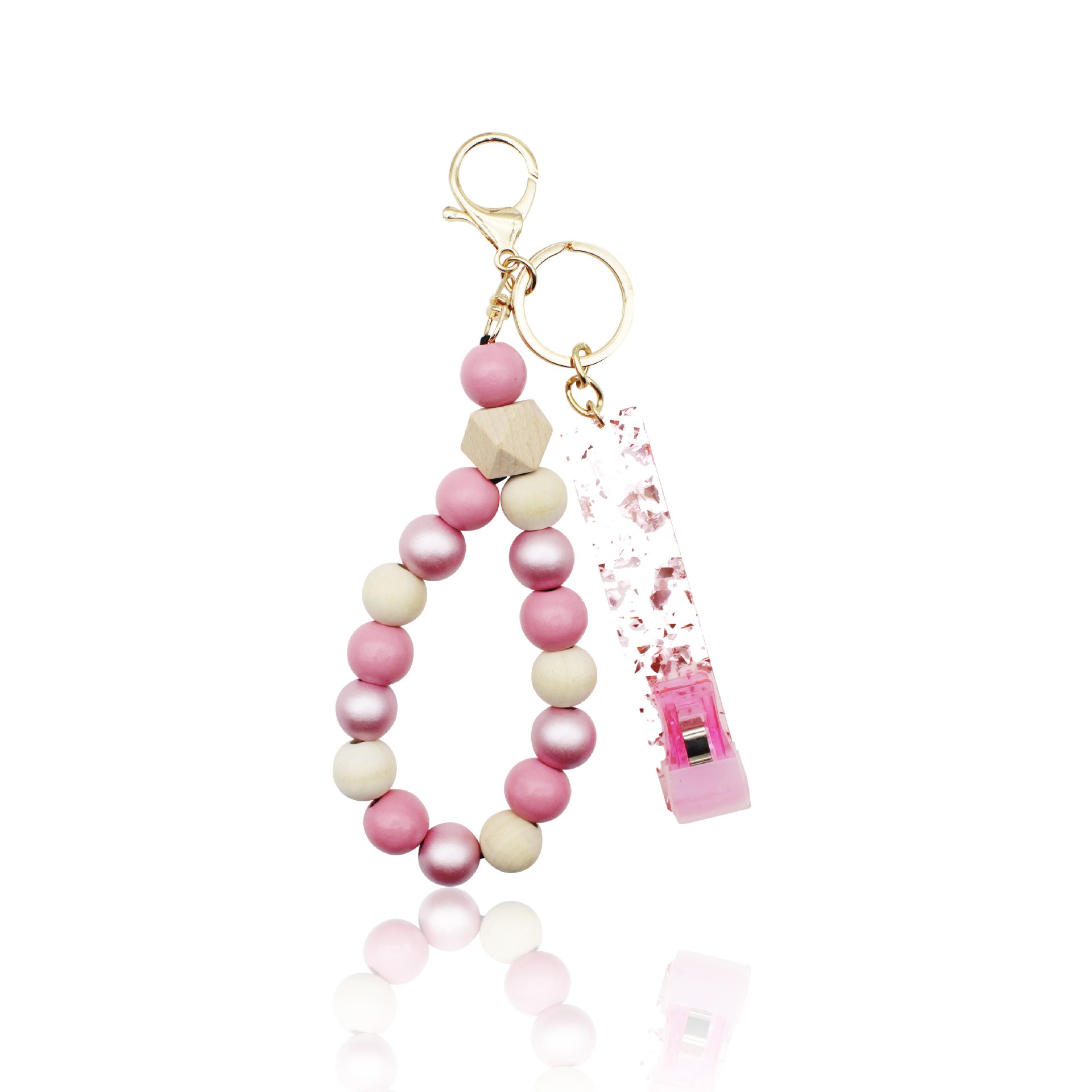 Wholesale ATM Bank Card Taker Wooden Beaded Wristlet Keychain ACC-KC-YTian011