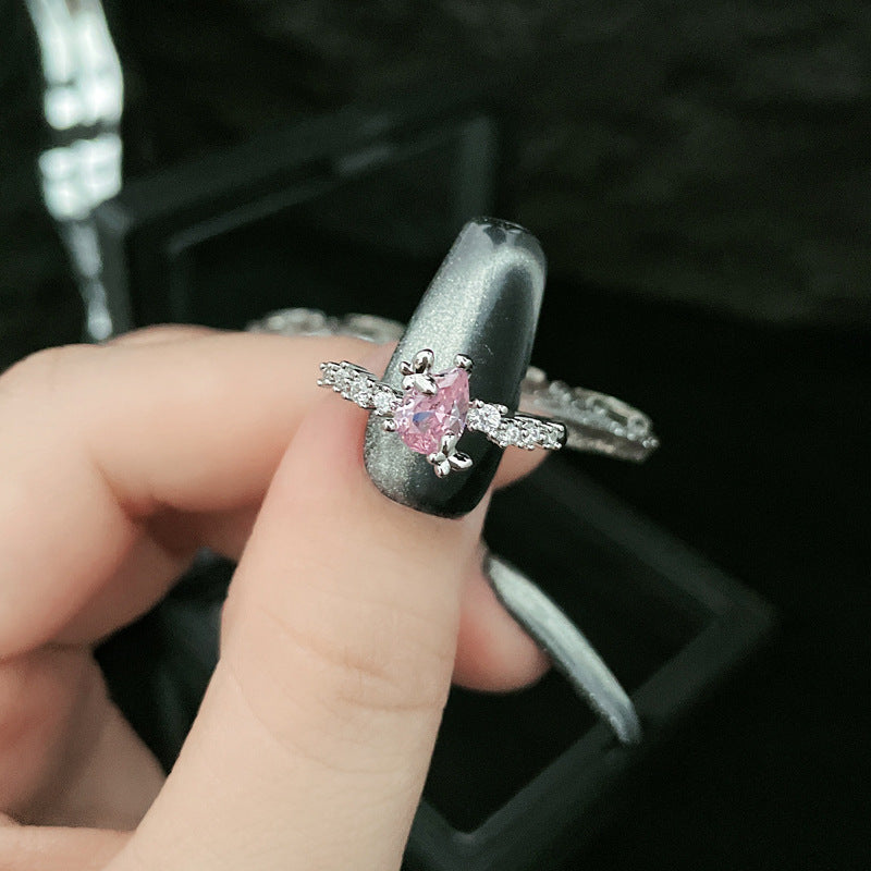 Wholesale  Pink Diamond Butterfly Irregular Simple Fashion Open Ring