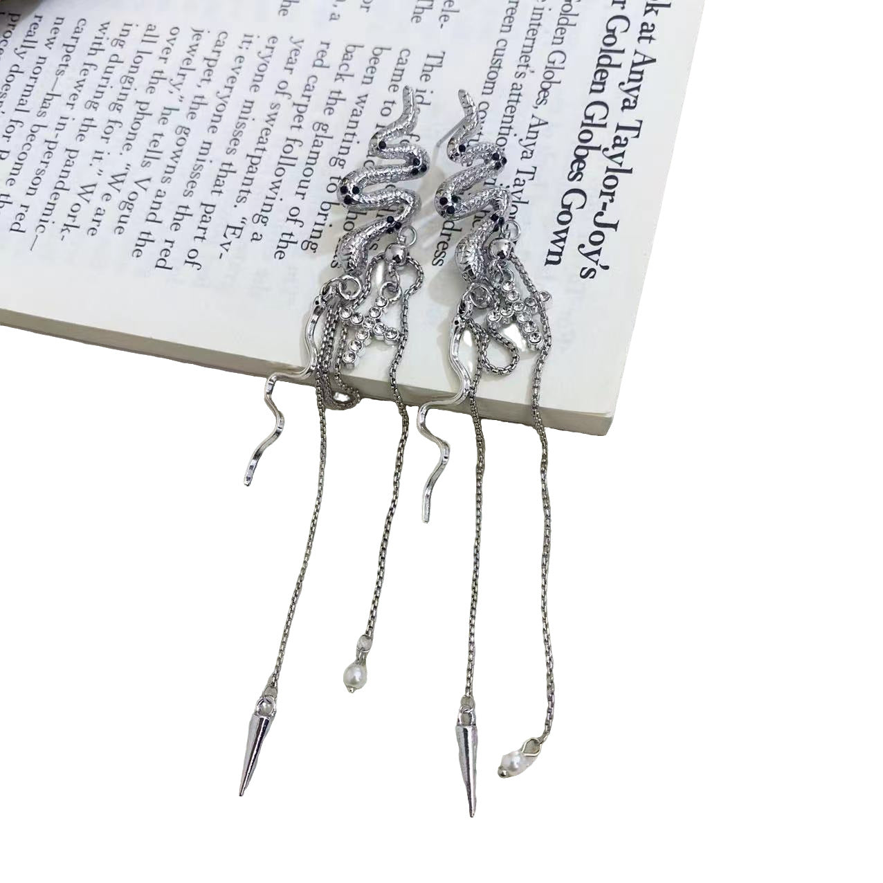 Wholesale Exaggerated Punk Style Snake Tassel Long Elegant Earrings