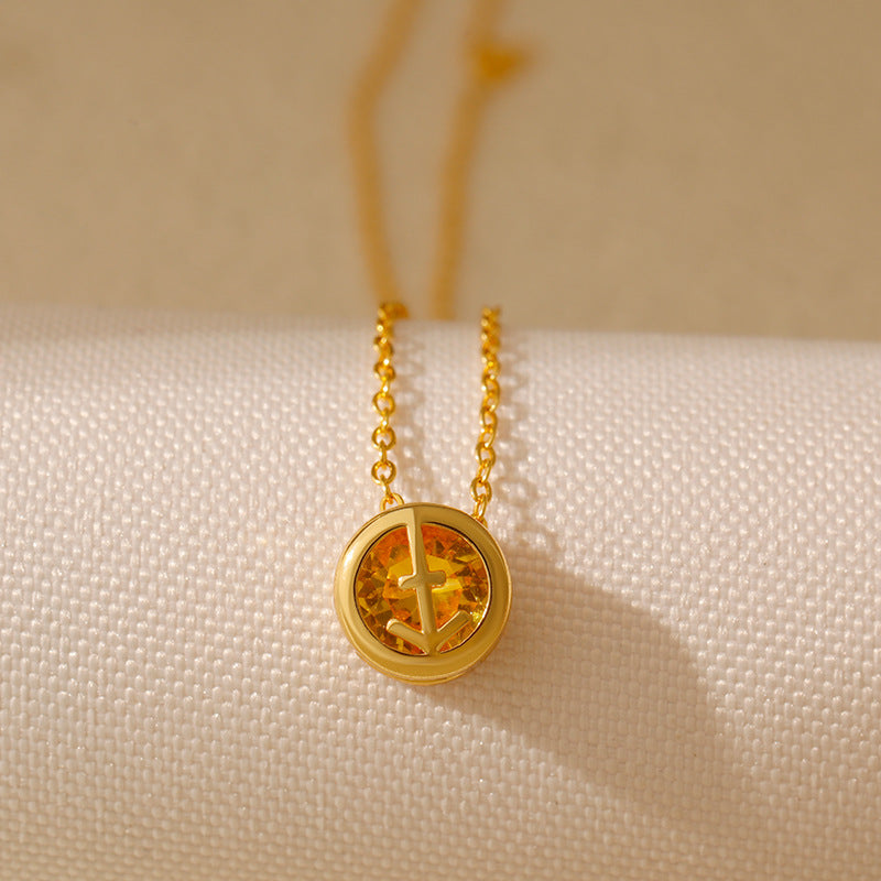 Wholesale Stainless steel Double-sided Hollow Twelve Constellations Necklace