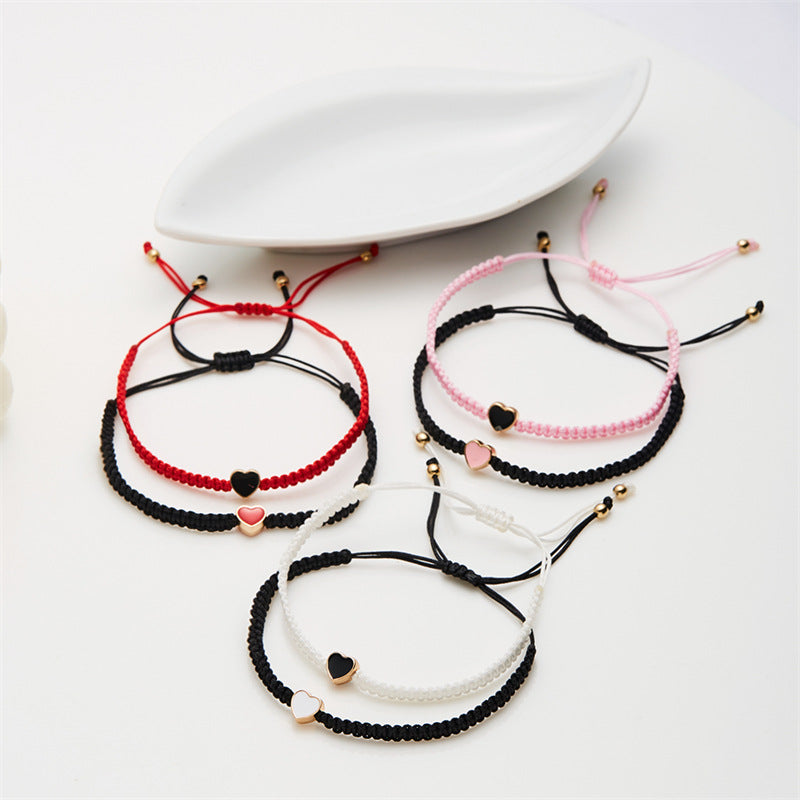 Wholesale dripping heart-shaped woven bracelet