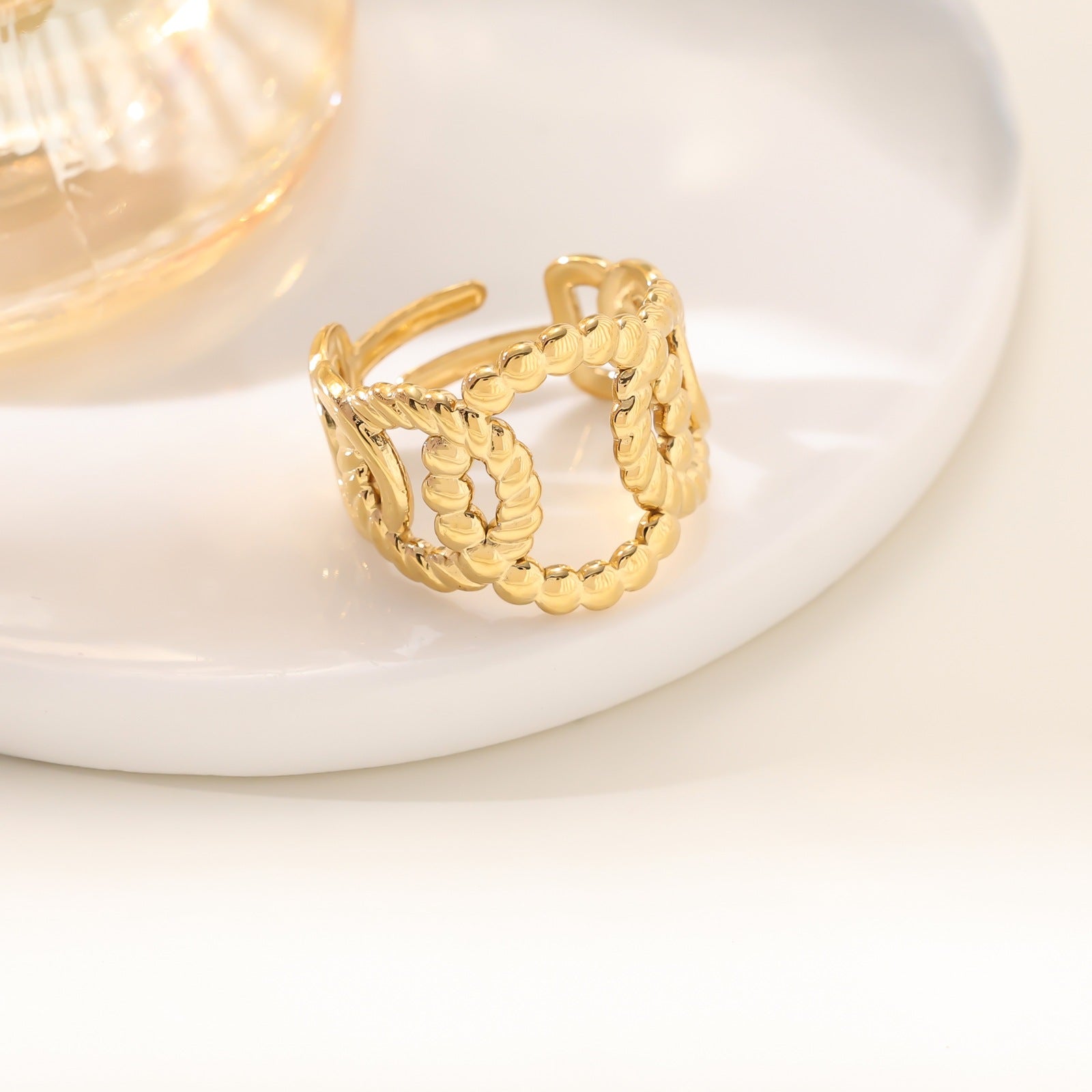 Wholesale Stainless steel openwork adjustable ring