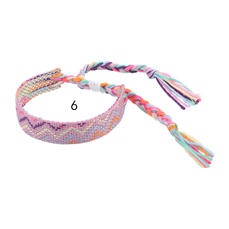 Wholesale ethnic style woven bracelet wide wrist strap colorful tassel bracelet