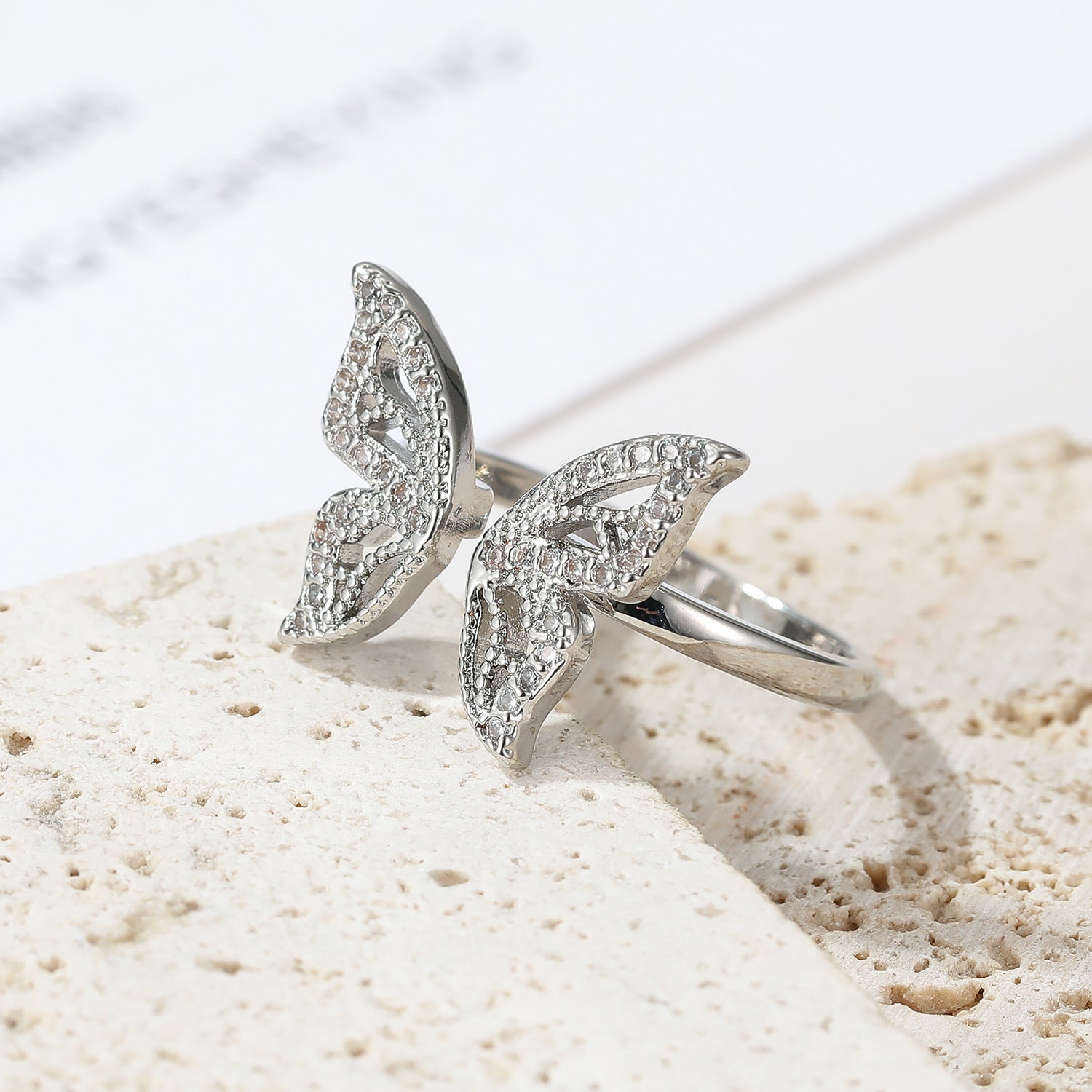 Wholesale  Light Luxury Zircon Ring Adjustable Ring