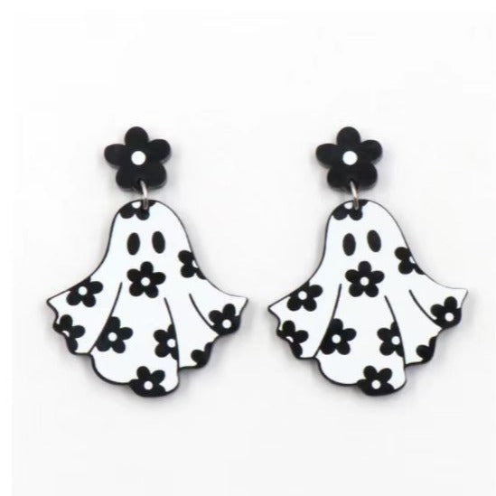 Wholesale Flower Ghost Earrings Cute Halloween Acrylic Earrings