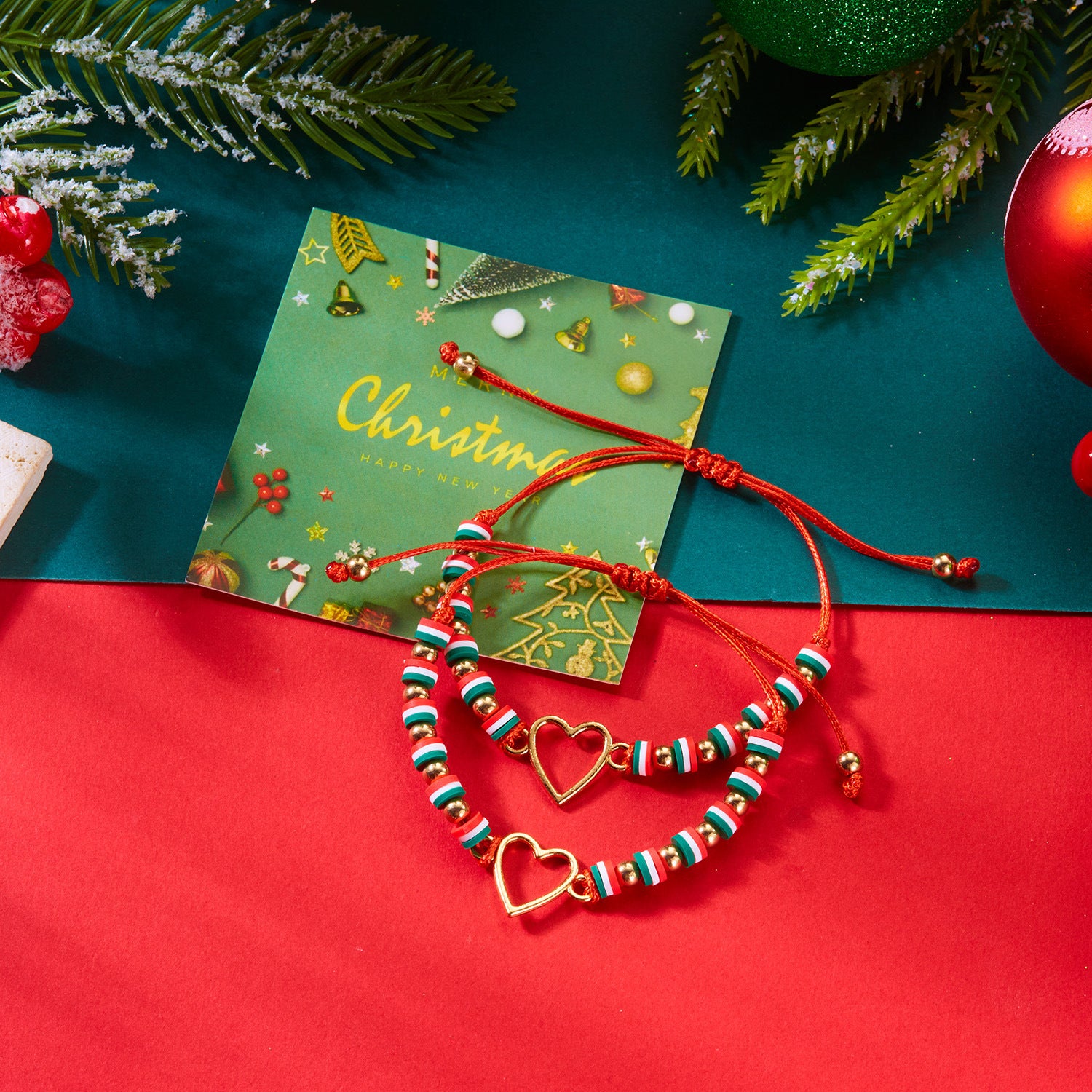 Wholesale  Christmas Tree Letter Polymer Clay Beaded Bracelet