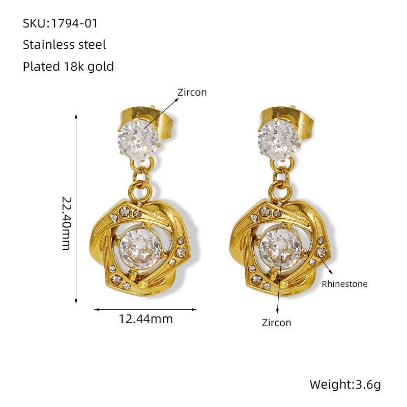 Wholesale Light luxury fashion cross zircon earrings