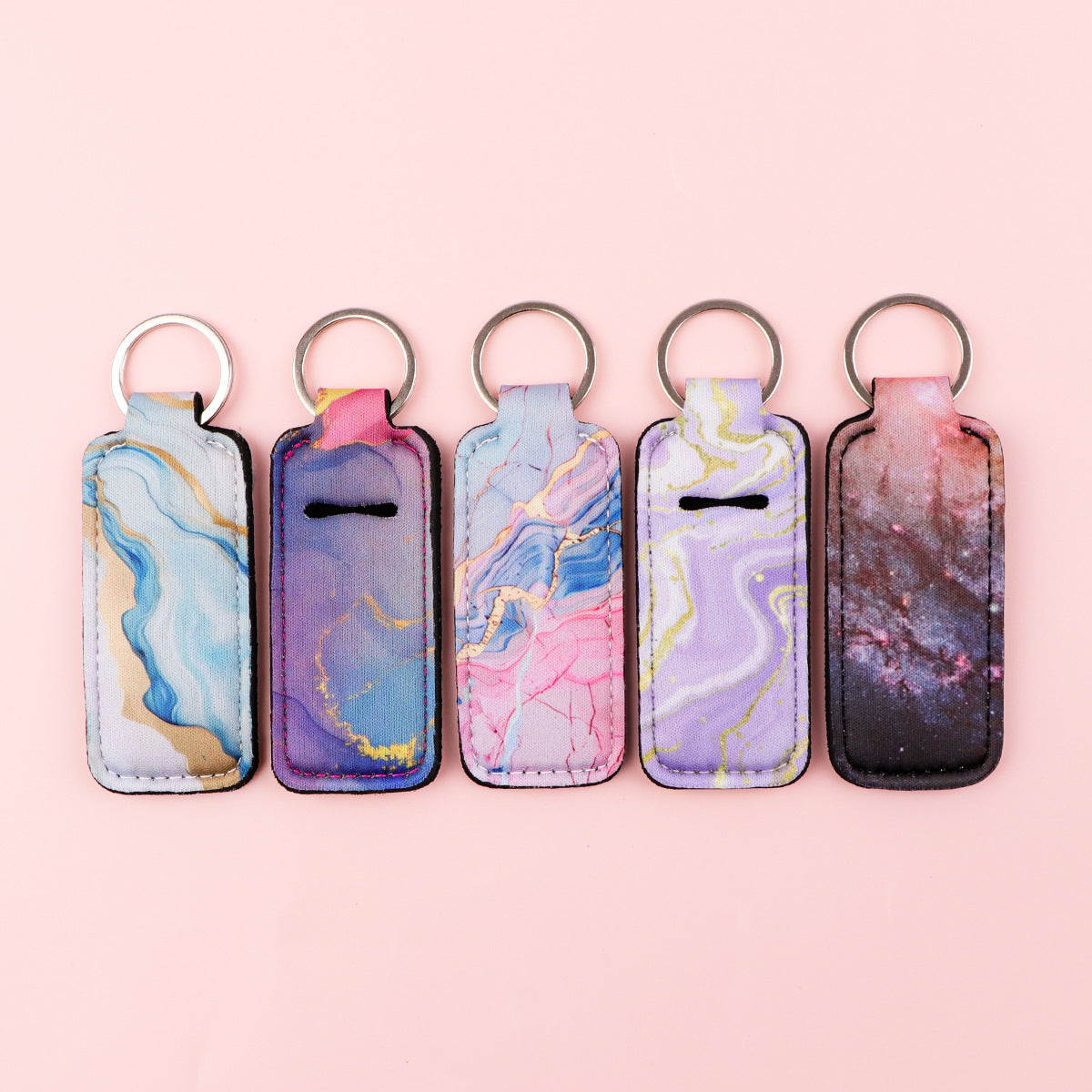 Wholesale 6pcs Marble Pattern Lipstick Set Keychain