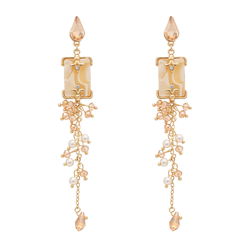 Wholesale  Pearl Diamond Drops Iris Flower Silver Earrings