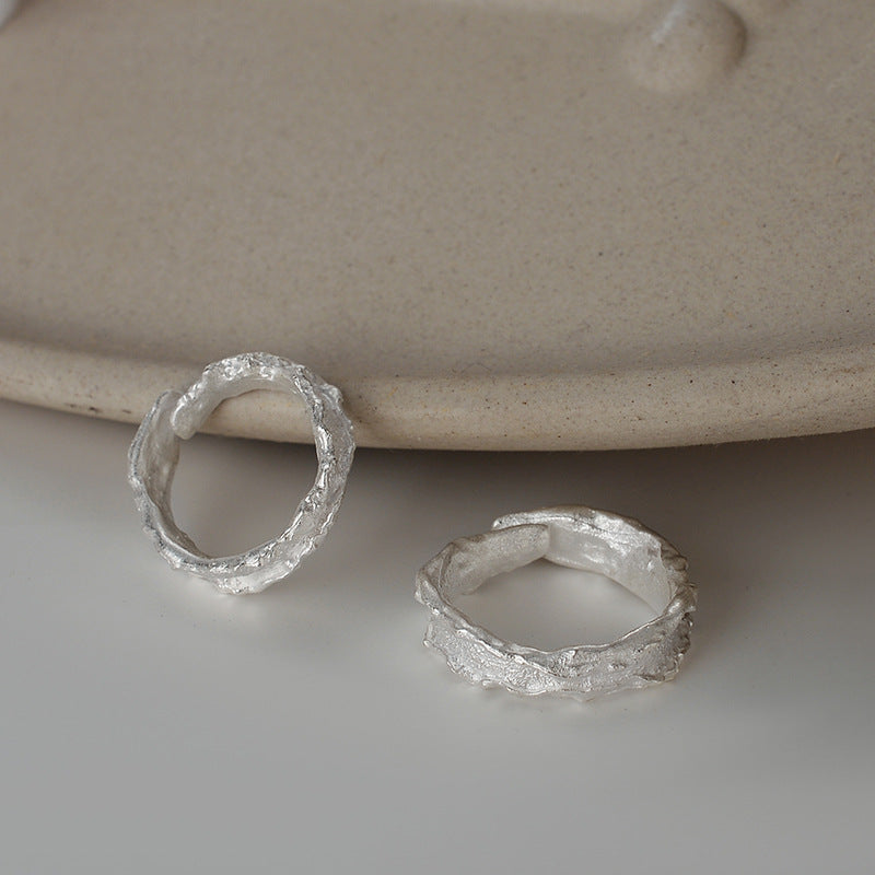 Wholesale S925 Sterling Silver Wrinkle Texture Index Finger Ring