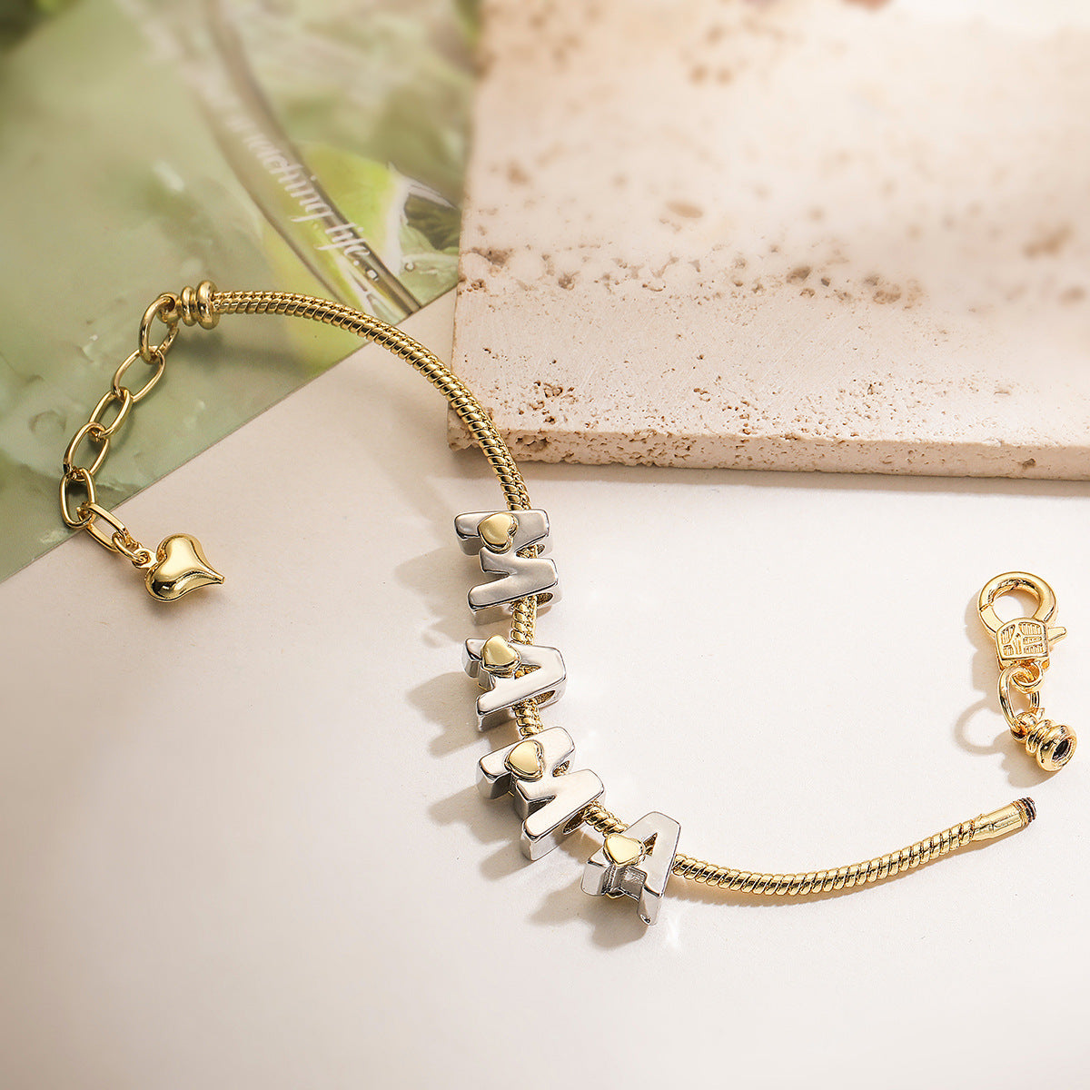 Wholesale two-color electroplated color MAMA bracelet mother's day gift