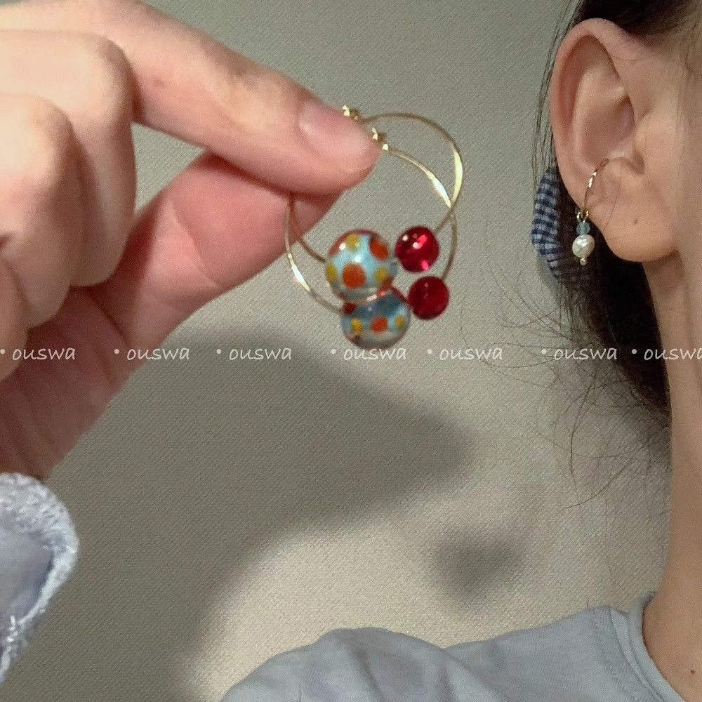 Wholesale  colored glaze  retro handmade earrings