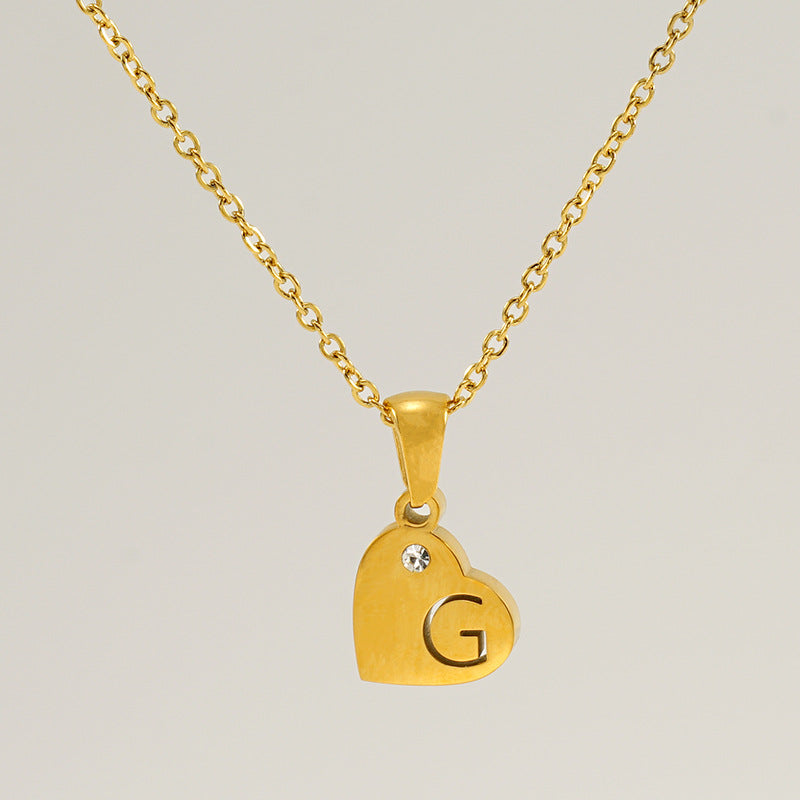 Wholesale Diamond Heart Letter Necklace ACC-NE-ZhongYao005