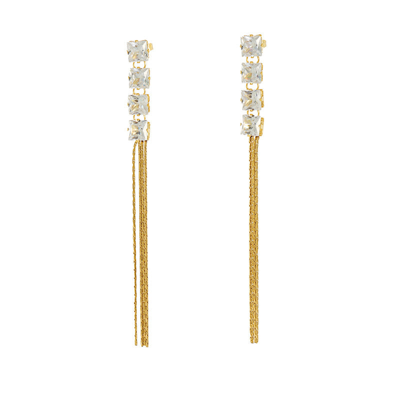 Wholesale Stainless steel earrings with diamond tassels