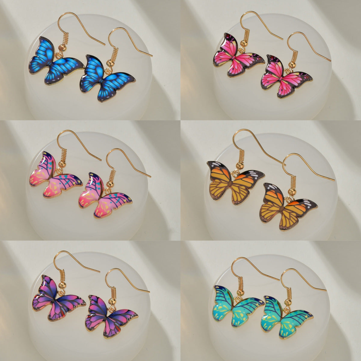 Wholesale Colorful butterfly metal earrings
