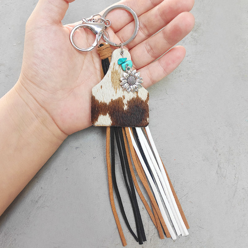 Wholesale Western Cowboy Style Leather Tassel Keychain ACC-KC-HeYi004