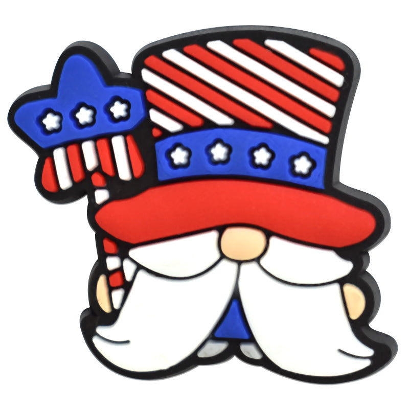Wholesale Random 100pcs American Independence Day Shoes PVC Soft Rubber Slippers Decoration Shoes Charms ACC-SC-RYY034