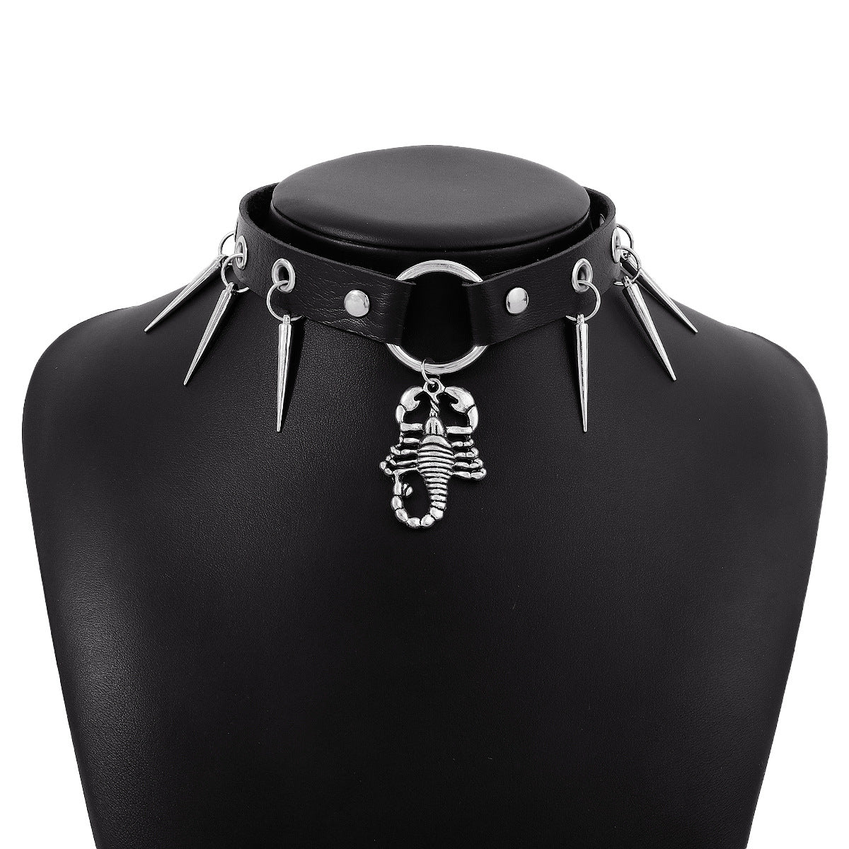 Wholesale  Punk Rock Fan Necklace Chain Gothic Leather Hip Hop Snake Rivet Bondage Collar Chain