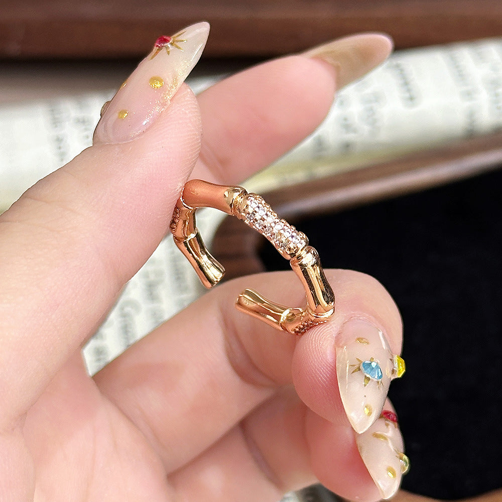 Wholesale Copper Electroplated Bamboo Diamond-Encrusted Bracelet Fashion Accessory for Women