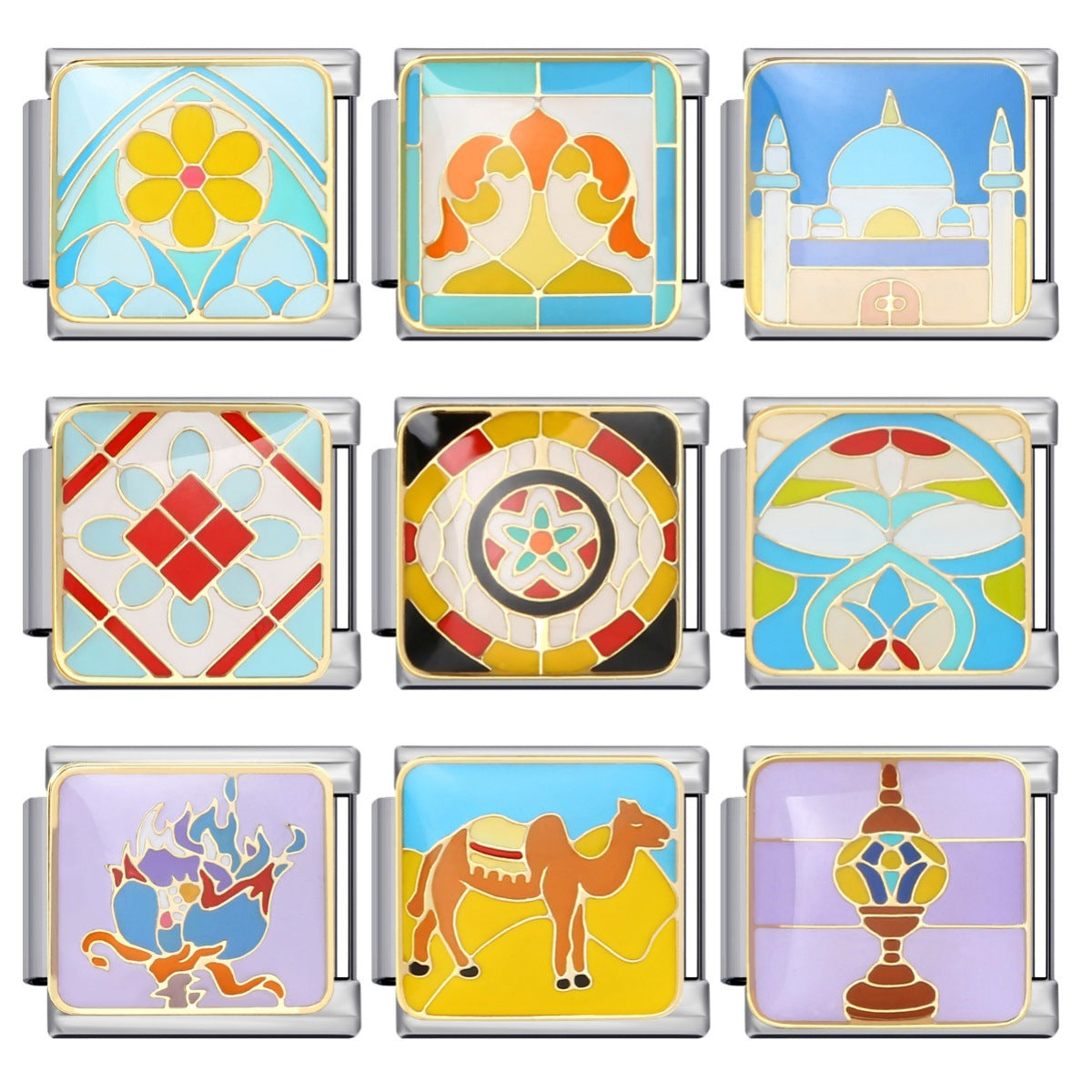 Wholesale Italian Charm Bracelet 9mm DIY Splicing Removable Arabic Culture Stainless Steel Composable Bracelet