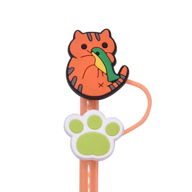 Wholesale  Random 100pcs Animal Pet Cat PVC Soft Straw Tube Cap