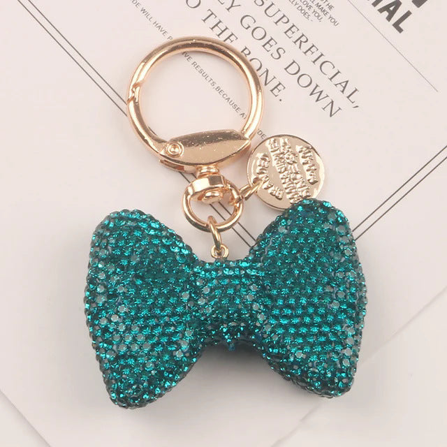 Wholesale Metal keychain with full rhinestone butterfly and bowknot pendant