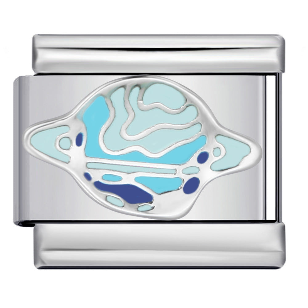 Wholesale Space Planet Italian Module  Stainless Steel Welding Oil Dropping Pattern DIY Charms