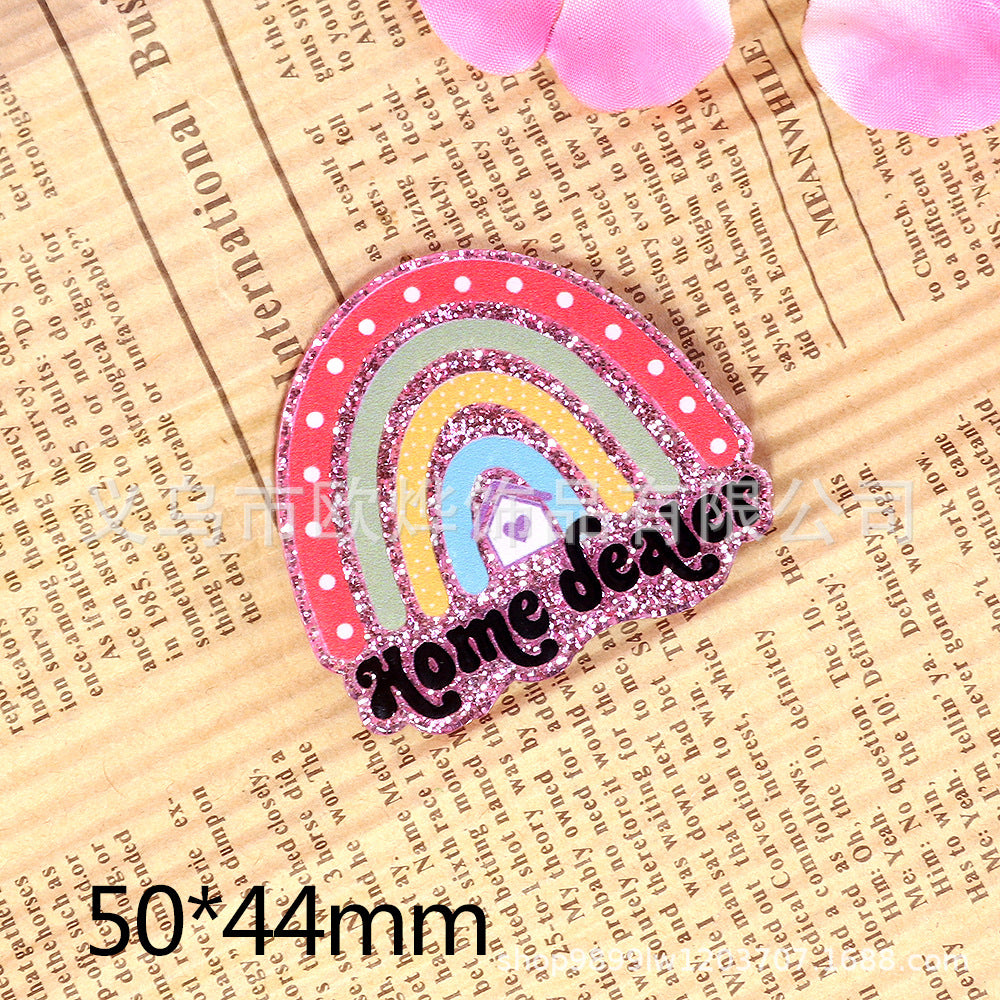 Wholesale 10pcs DIY Flatback Cartoon Rainbow Acrylic Flatback Badge Scroll Retractable Keychain DIY Accessories ACC-FK-OuYe010