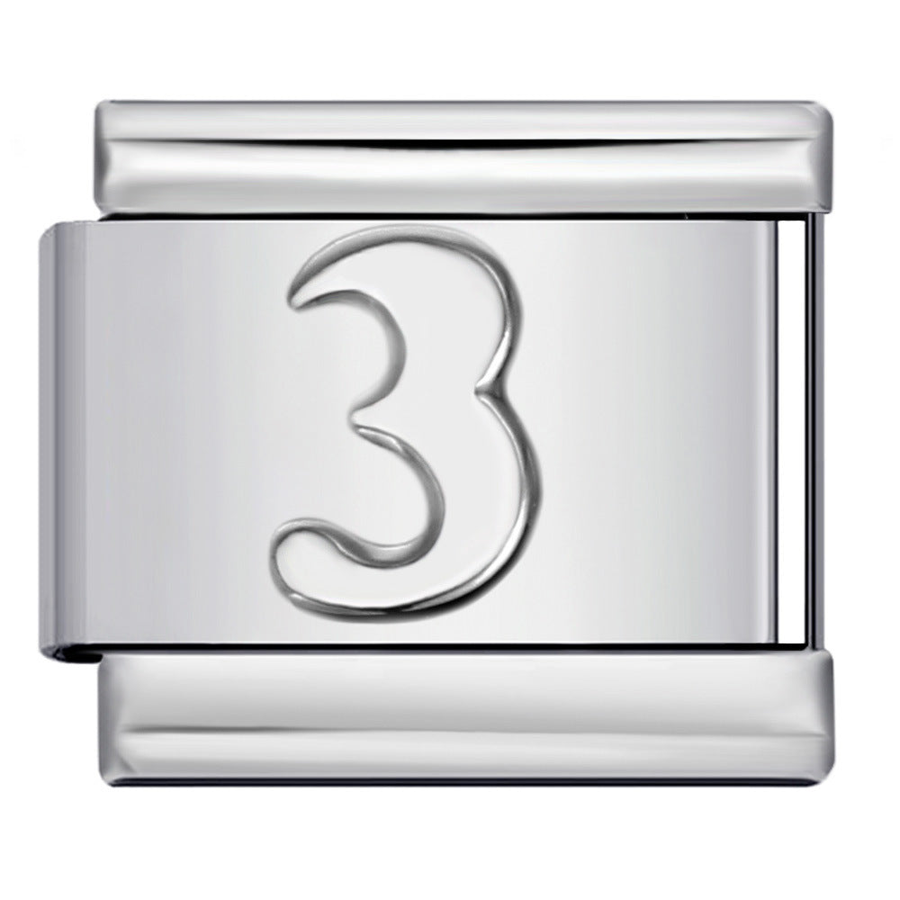 Wholesale Italian Charm Bracelet 9mm DIY Splicing Removable Arabic Numerals Stainless Steel Composable Bracelet