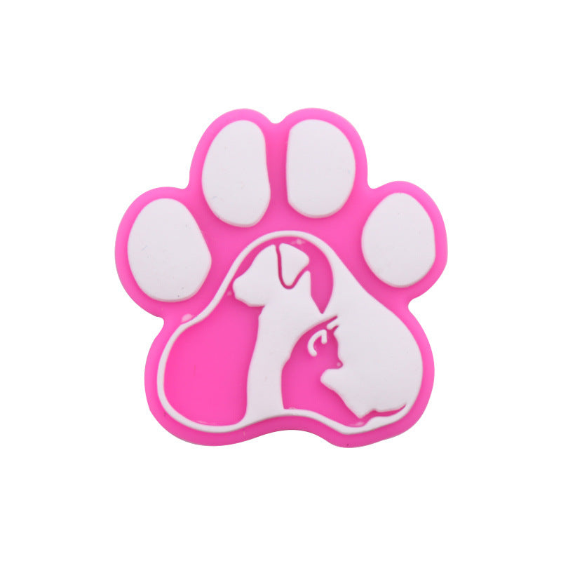 Wholesale 10pcs Cartoon Leopard Print Rainbow Dog Paw Silicone Beads Focal Beads DIY Beadable Pen Accessories ACC-BDS-GuangTian023