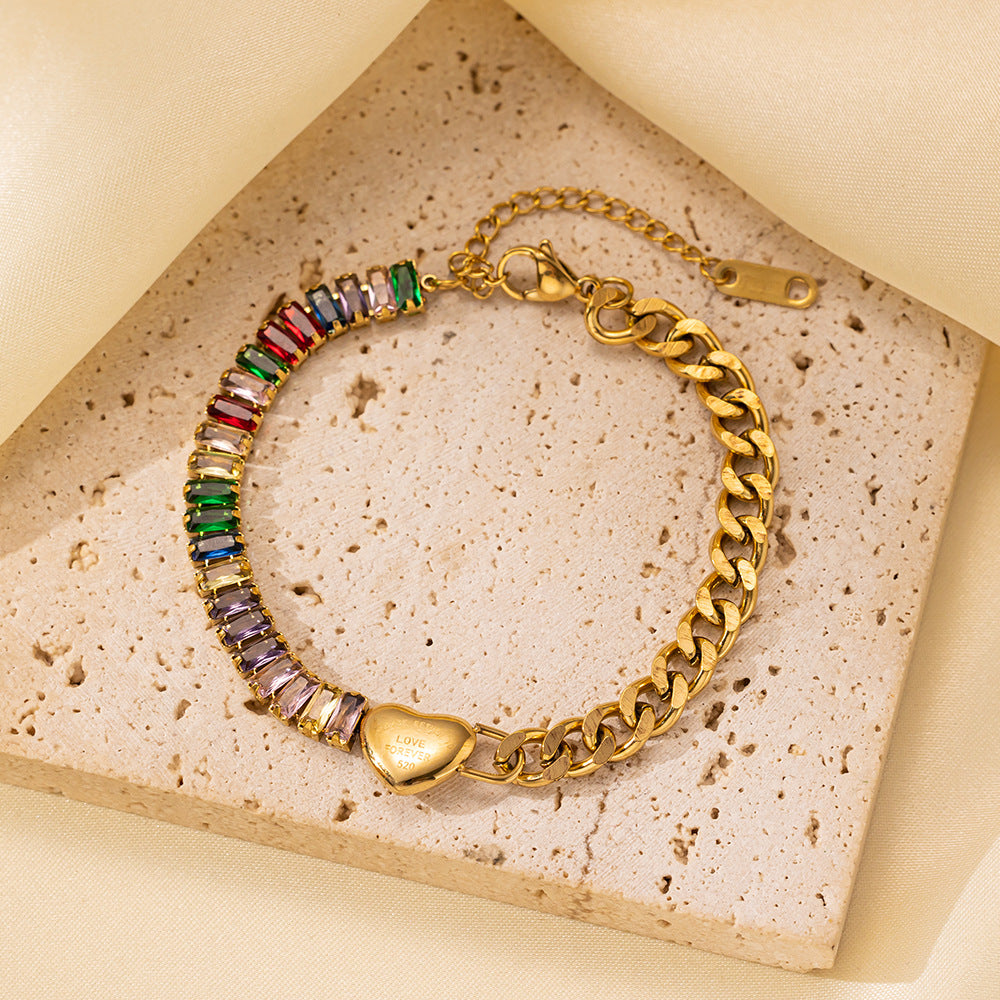 Wholesale 18K Gold Stainless Steel Diamond Bracelet ACC-BT-QiYun008