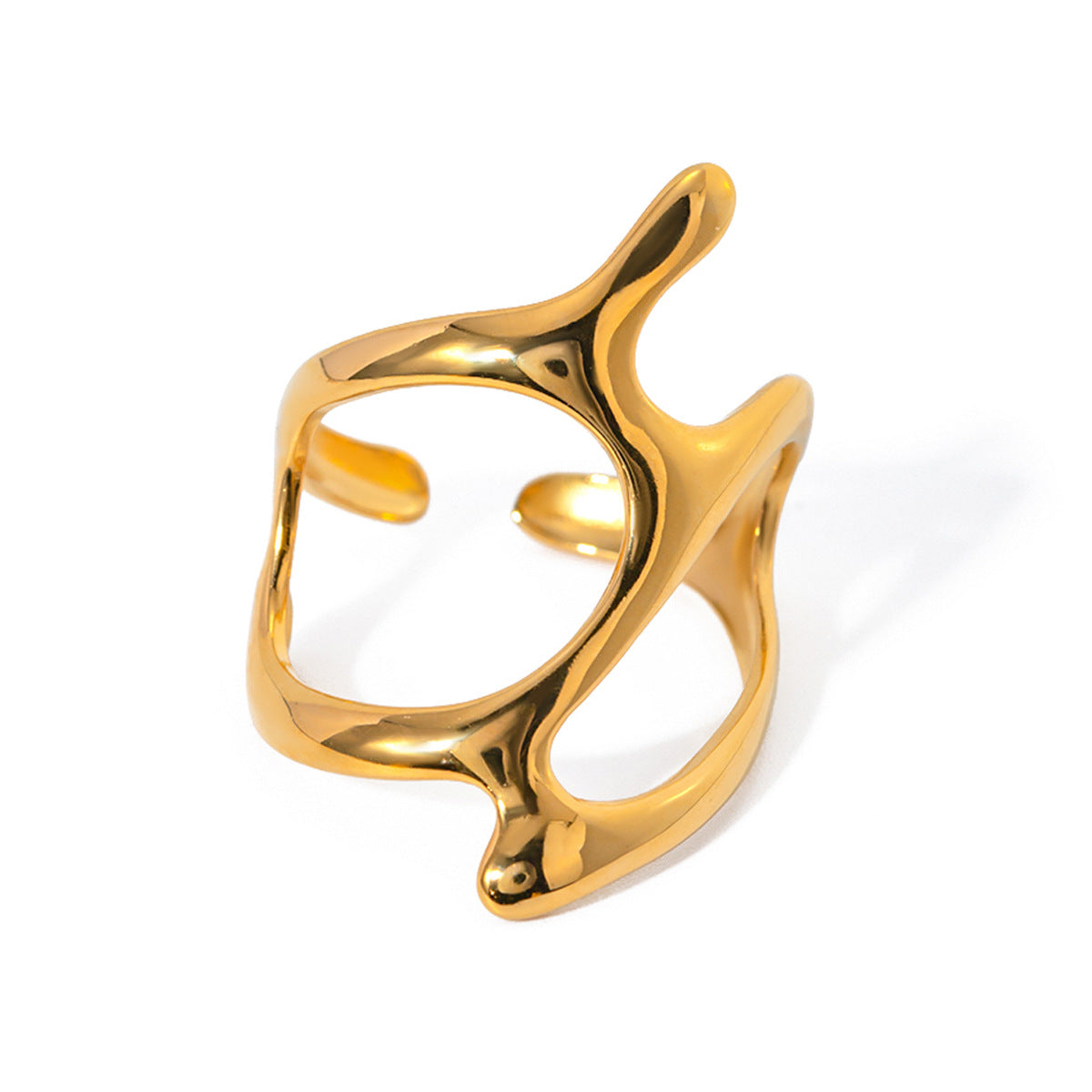 Wholesale  retro ring stainless steel 18k gold  irregular geometric opening ring