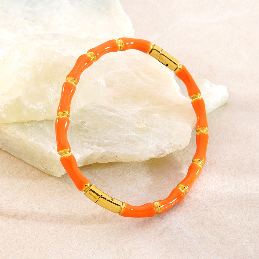 Wholesale Stainless steel bamboo bracelet plated with 18k gold