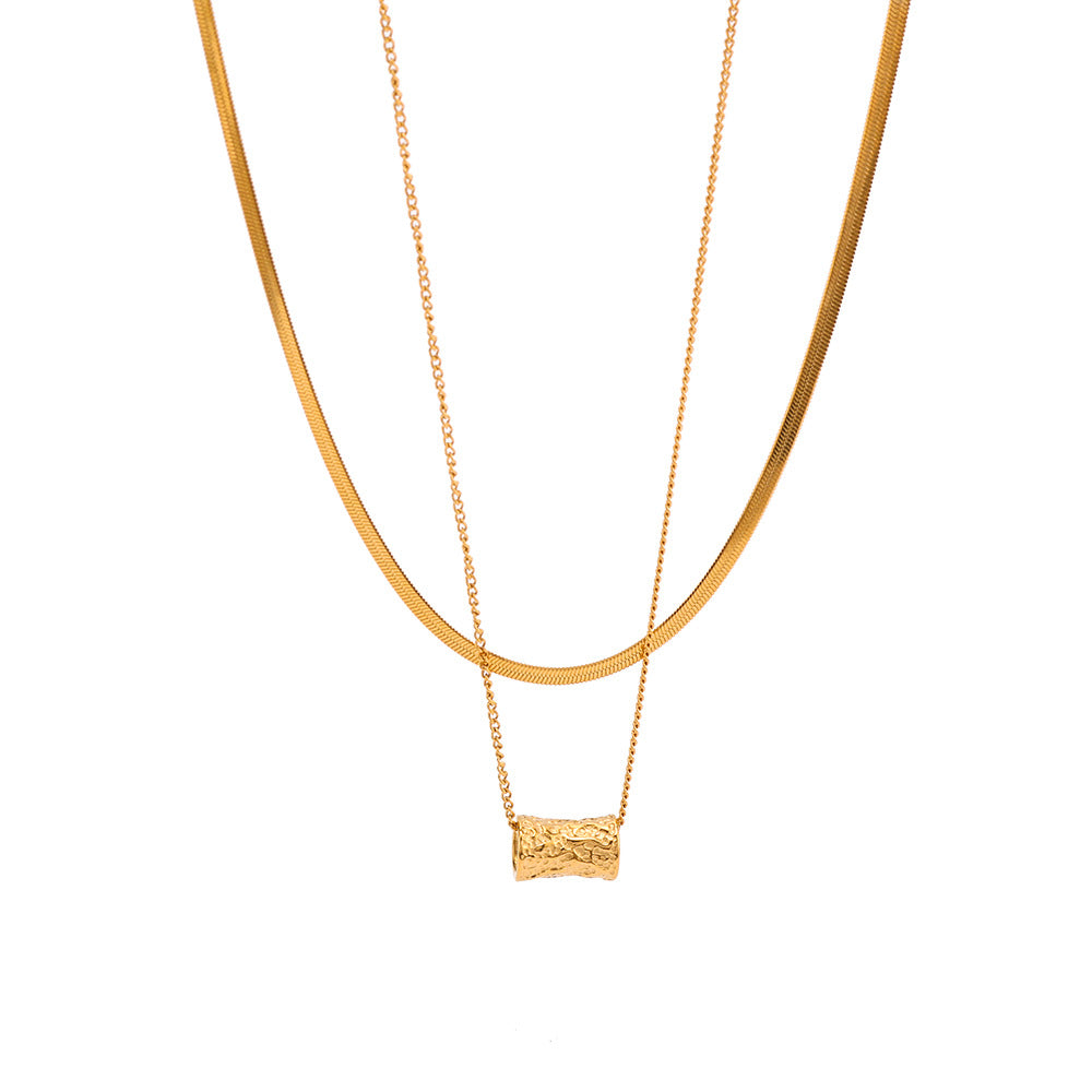 Wholesale Stainless steel Double-layer Necklace Snake Bone Chain