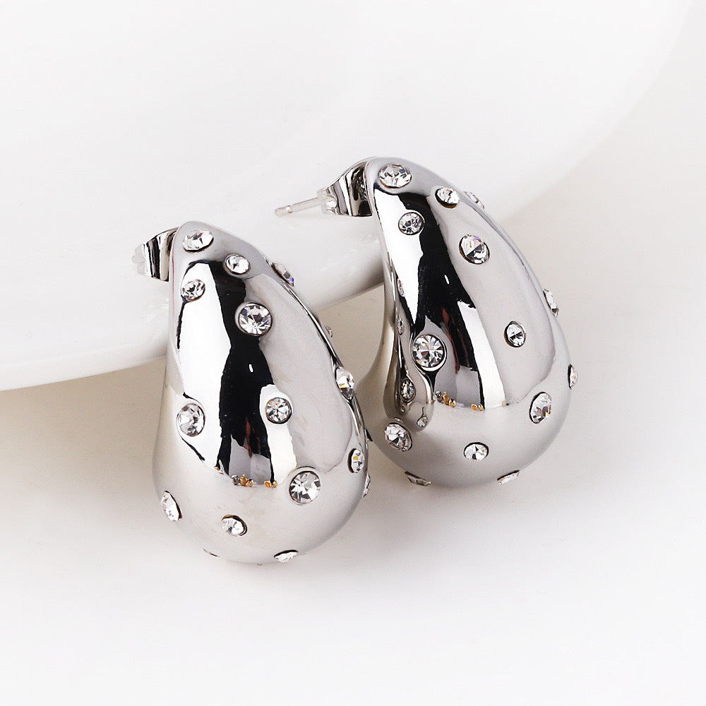 Wholesale Hollow Water Drop Titanium Steel Earrings ACC-ES-QianHui001