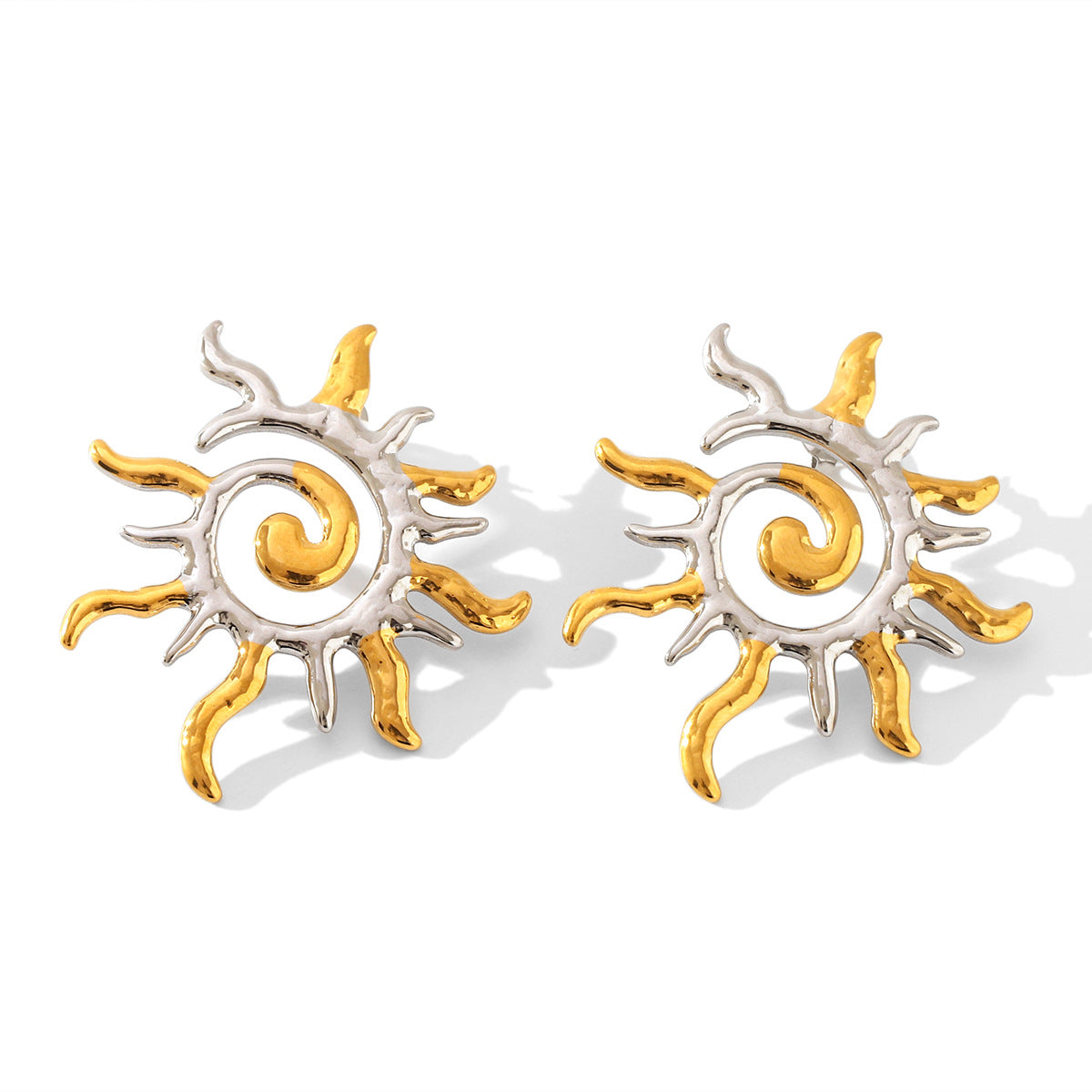 Wholesale Titanium Steel sun flame geometric earrings