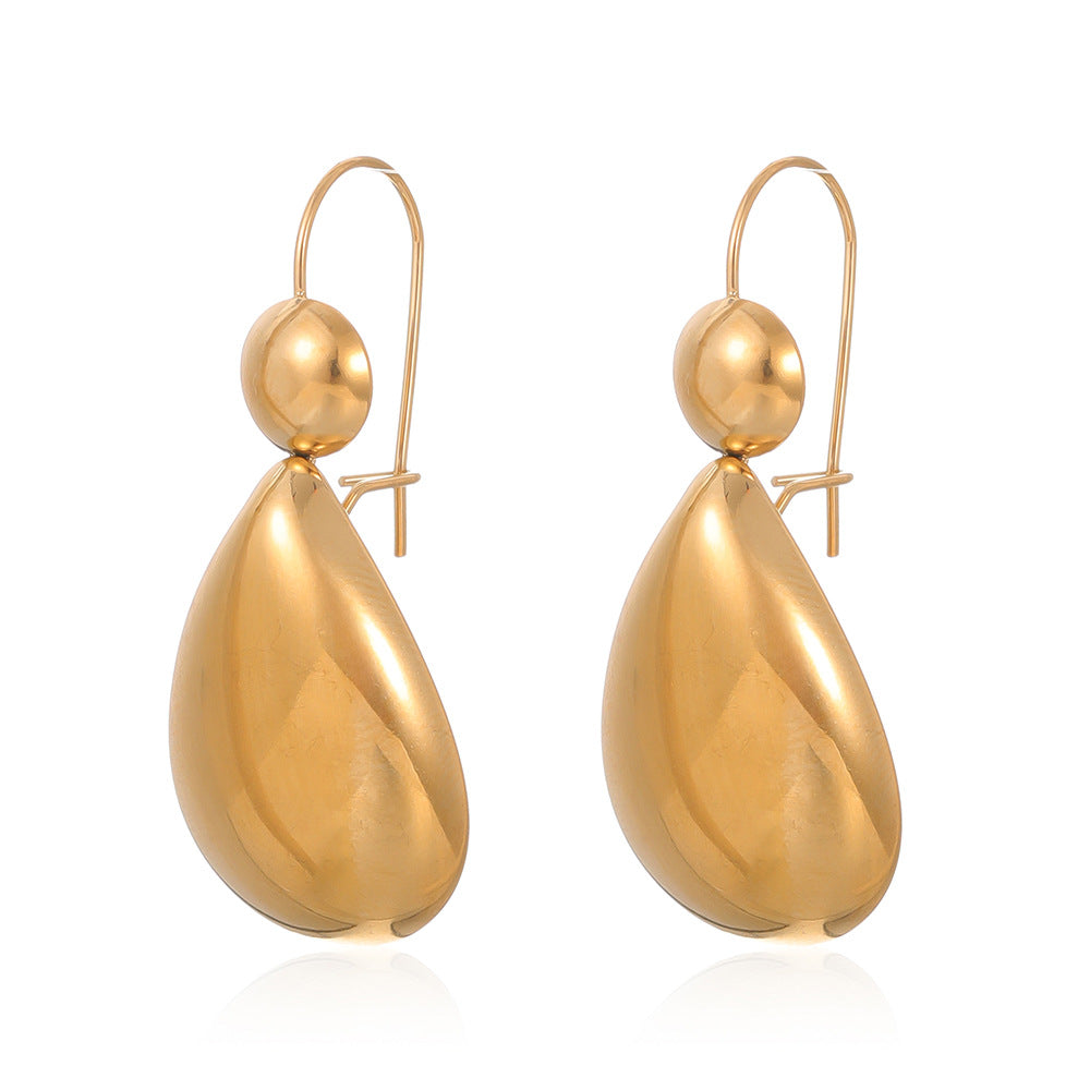 Wholesale Retro Light Luxury Water Drop Stainless Steel Earrings