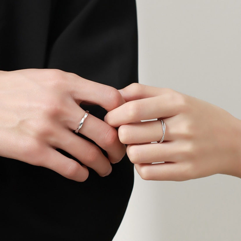 Wholesale S999 sterling silver  happy couple pair luxury ring