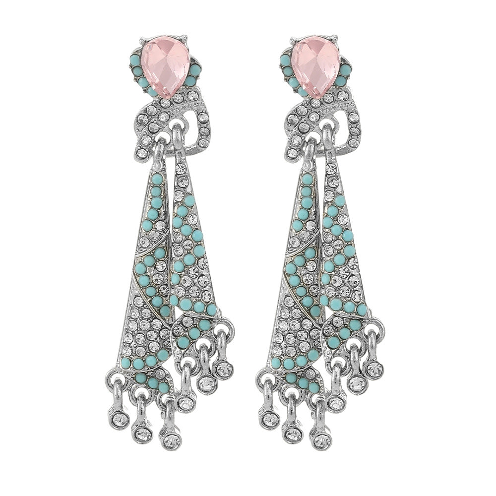 Wholesale Diamond-covered colored silk earrings