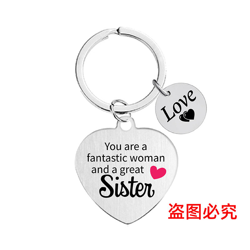 Wholesale Color Printing Family Affection Inspirational Dad Mom Sister Brother Metal Keychain Holiday Gift ACC-KC-Ganggu019