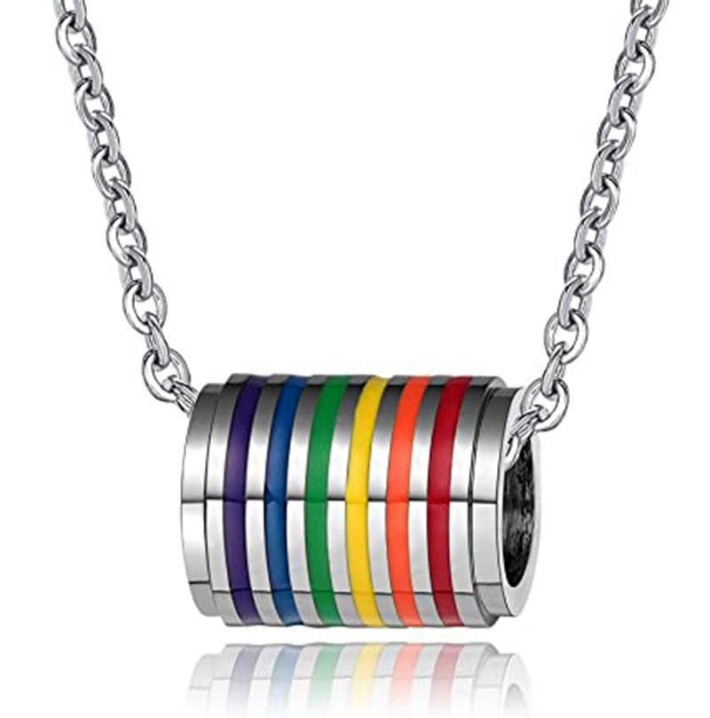 Wholesale Stainless Steel Colored Cylindrical Roller LGBT
 Titanium Steel Necklace