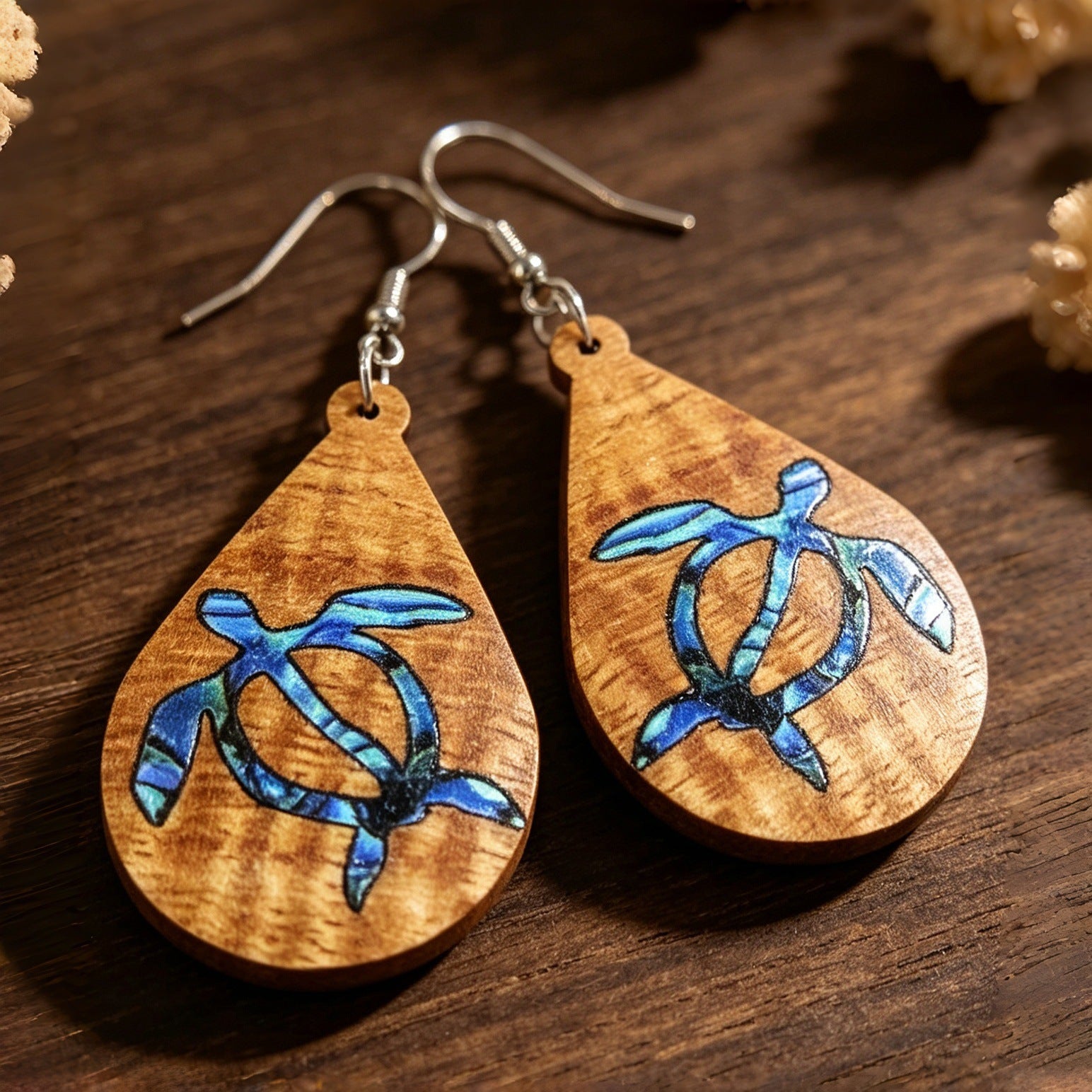Wholesale Wooden Turtle Earrings Hawaiian Beach Ocean Style Animal Dangle Earrings Fashion Accessory