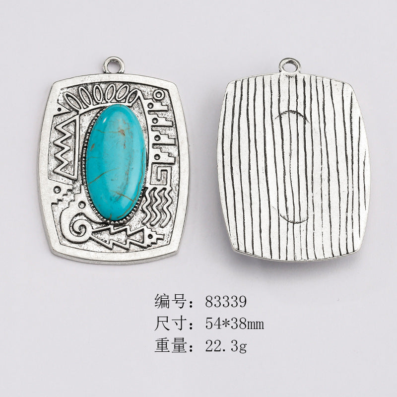 Wholesale Ethnic Retro Style Turquoise Alloy Diy Bracelet Necklace Pendant Accessories ACC-PT-Yongc003