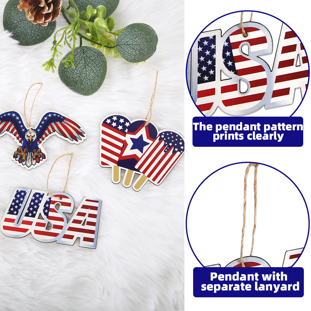 Wholesale Wooden crafts American Independence Day pendant  decoration pendant