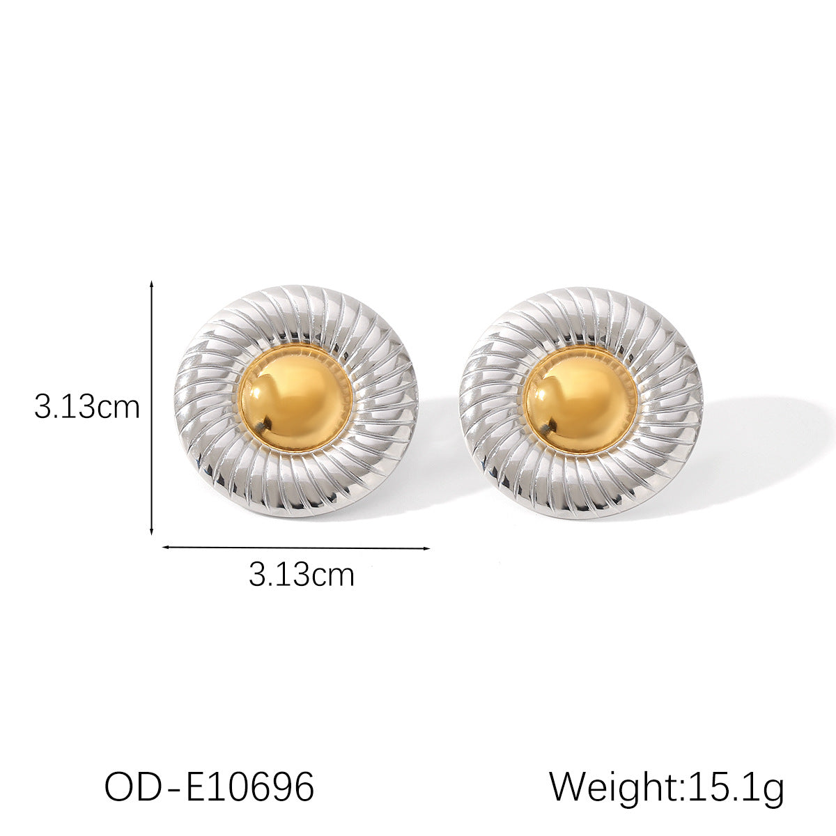 Wholesale Titanium Steel 18K Gold and Silver Color-matching Round Earrings