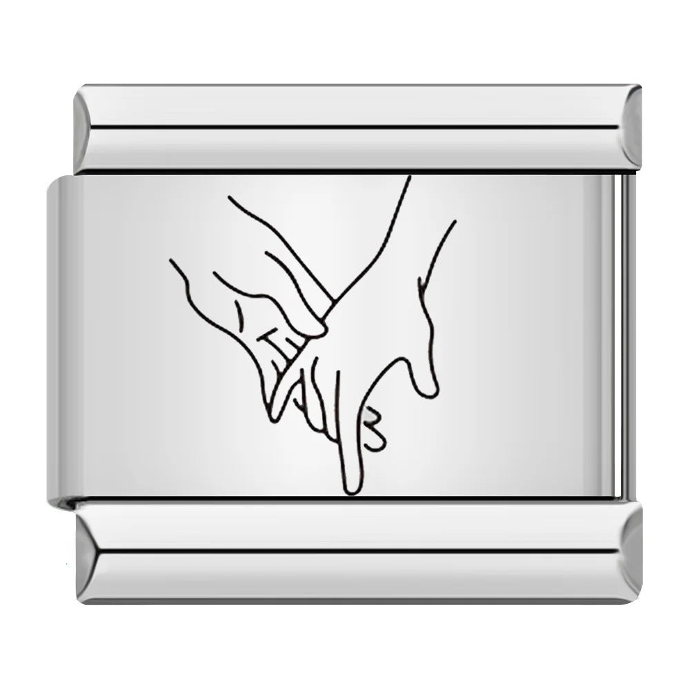 Wholesale Italian Charm Bracelet 9mm DIY Gesture Pattern   Creative Stainless Steel Composable Bracelet